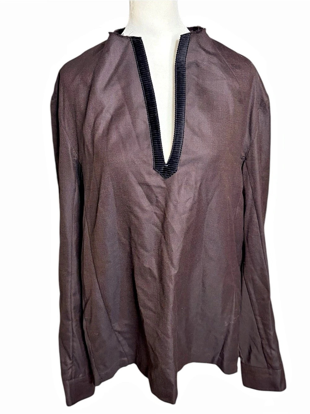 TECHIN 100% Luxury Worsted Cashmere Brown V-Neck Tunic Size Large